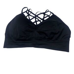 ITZON sports bra black strappy Large